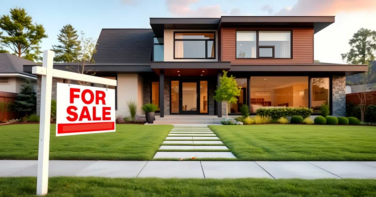 a house with a sign in front of it